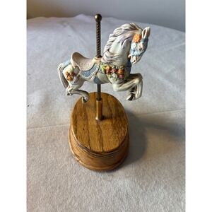 Vintage Melodies Carousel Horse Music Box Loveliest Night of the Year Porcelain
